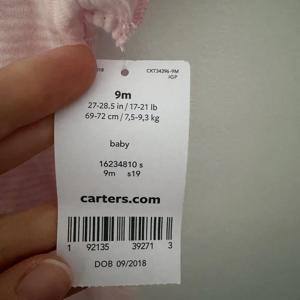 Carter's Pink Heart Matching rompers size 9M new with tags